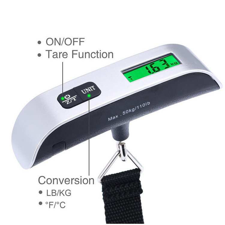 110 Lbs Digital Hanging Luggage Scale with Backlight 50KG/10g